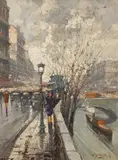 Le Pont Royal and Pavillion de Flore by Fausto Giusto, oil on board, sold Nov 2023