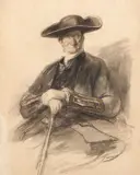 Greenwich Pensioner in the Character of Commodore Trunnion by David Wilkie, 1823, Pencil, chalk and watercolour on paper, signed and dated, sold Nov 2023