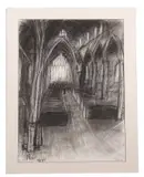 Salle Church by Leslie Marr, charcoal, sold Nov 2023