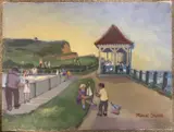 Sheringam beach front by Muriel Inwood, oil on canvas, sold Nov 2023