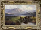 Highland Cattle Loch Venachar by Henry Robinson Hall, oil on canvas, sold Nov 2023
