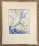 A reclining figure holding the rosary cross has a by Muriel Hayden Inwood, watercolour, sold Nov 2023