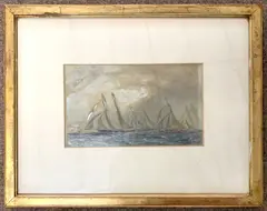 Shipping scene by Oswald Walters Brierly, watercolour, offered Nov 2023