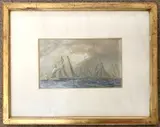 Shipping scene by Oswald Walters Brierly, watercolour, offered Nov 2023