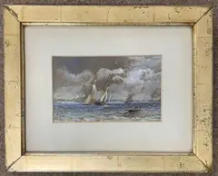 Maritime scene by Oswald Walters Brierly, watercolour, offered Nov 2023