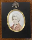 Portrait of a lady by Joan Patricia Carter, watercolour, offered Nov 2023