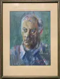 Portrait in by Derek Inwood, pastel, sold Nov 2023