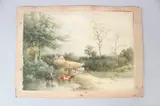 Landscape with cattle on a track by Stephen J Bowers, watercolour, offered Mar 2026