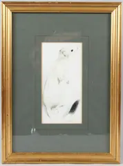 Stoat in winter coat by Edwin Penny, watercolour, offered Mar 2026