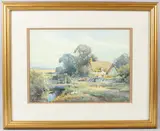 Landscape with cottage and stream by Henry John Sylvester Stannard, watercolour, offered Mar 2026