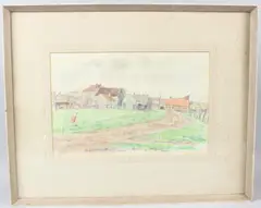 Road towards a town by George Weissbort, 1959, watercolour and pencil, offered Mar 2026