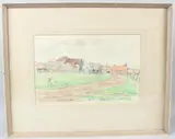 Road towards a town by George Weissbort, 1959, watercolour and pencil, offered Mar 2026