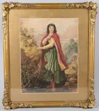 Portrait of a Gypsy girl near her encampment by Henry E Hobson, 1866, watercolour, sold Mar 2026