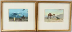 Desert scenes of Arabs pair of watercolours by Edwin Lord Weeks, watercolor, sold Mar 2026