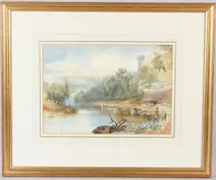 Twizel Castle on the Till, Northumberland by James Burrell Smith, watercolour, sold Mar 2026