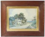 Country lane with cottage by L Headley, watercolor, sold Mar 2026