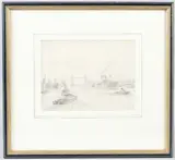 River Thames view with Tower Bridge by Richard Howard Penton, drawing, offered Mar 2026