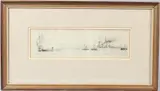 HMS Renown leaving Portsmouth Harbour drypoint by William Lionel Wyllie, print (other), sold Mar 2026