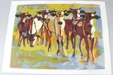 Cattle in Sunshine by Bruce Onobrakpeya, serigraph, sold Mar 2026