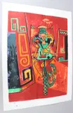 Cyclist and Ram by Bruce Onobrakpeya, serigraph, sold Mar 2026