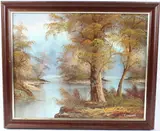 Woodland lake view by Irene Cafieri, oil on canvas, offered Feb 2026