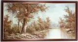 Lakeside woodland panorama by Irene Cafieri, oil on canvas, offered Feb 2026