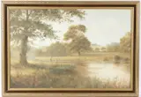 Boys on a riverbank by David Dipnall, oil on canvas, sold Feb 2026