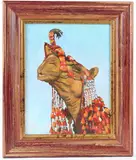 Head of a camel with ceremonial decoration by E P Grishin, 2004, oil on board, sold Feb 2026