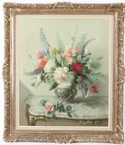Still life of flowers in a jug by Vernon Ward, oil on canvas, sold Feb 2026