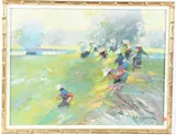 Impressionist view of a horse race by Horse Racing Interest, oil on canvas, sold Feb 2026