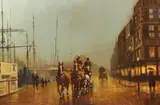 Horse and carriage at eventide on Princess Dock by Graham Isom, oil on canvas, sold Feb 2026