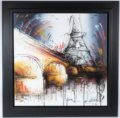 View of the Eiffel Tower by Samantha Ellis, acrylic on canvas, sold Feb 2026