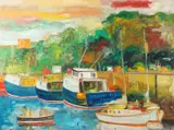 Eyemouth Harbour by John Bellany, oil on canvas, offered Feb 2026