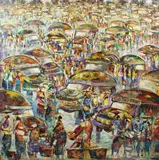 Old Tema Station by Kofi Nduro Donkor, acrylic on canvas, sold Feb 2026
