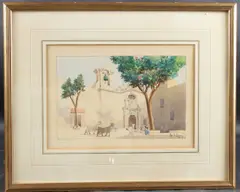 Pieta Church Malta watercolour by Joseph Galea, watercolour, offered Feb 2026