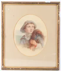 Portrait of a youthful fisherman by James Drummond, watercolour, sold Feb 2026