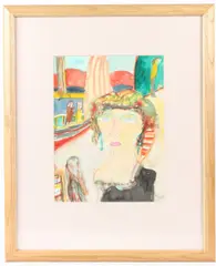 Woman on a quayside by John Bellany, watercolour and pencil, offered Feb 2026