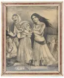 Ceremonial dancer and drummer charcoal on paper by Yahya Aldaraji, charcoal on paper, offered Feb 2026