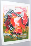 Three Elephant Masquerades by Bruce Onobrakpeya, serigraph, sold Feb 2026