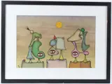 Triarchy by Desmond Morris, mixed media on paper, sold Jan 2026
