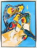Abstract composition oil on canvas signed with initials inscribed verso 80.5 x 60cm nb by Erik Jorgensen, oil on canvas, sold Jan 2026