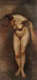 Leaning Nude oil on canvas, believed to be his wife Elizabeth, 109 x 53cm by Albert Lipczyński, oil on canvas, sold Jan 2026
