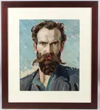 Self portrait oil on panel, pre 1914 44 x 37cm by Albert Lipczyński, oil on panel, offered Jan 2026