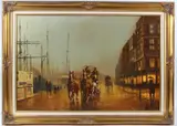 Horse and carriage at eventide on Princess Dock by Graham Isom, oil on canvas, sold Jan 2026