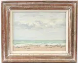 Seascape with distant boats by Vernon Southward, oil on canvas, sold Jan 2026