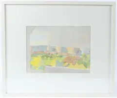 View of buildings from a window by Danny Markey, watercolour, offered Jan 2026