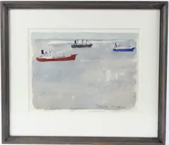 Seascape with ships by Patrick Procktor, watercolour, sold Jan 2026