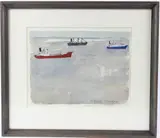 Seascape with ships by Patrick Procktor, watercolour, sold Jan 2026