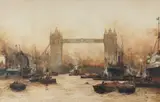The Pool of London with Tower Bridge by Charles Dixon, 1914, watercolour, sold Jan 2026