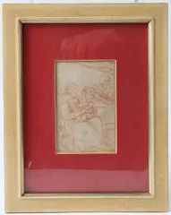Madonna and chalk red chalk Paul Michels Düsseldorf gallery label 12 by Simone Cantarini, drawing, sold Jan 2026
